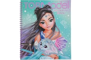 Depesche 11912 TOPModel Dragon Love Livre de coloriage avec 20 Pages de Motifs de fées et de Dragons à concevoir et Applications en Tissu sur la Couverture, carnet de Peinture d'encre, Multicolore