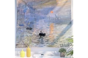 Berkin Arts Arazzo decorativo appendere alla parete, sfondo in tessuto di poliestere premium Impressionismo Vista sul mare al tramonto 150 x 200 CM(Claude Monet - Sole nascente)