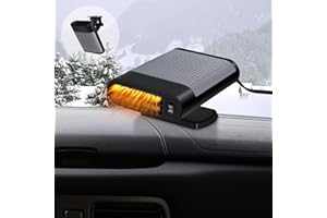 AUNIQ Tragbares Auto 12 V 150 W, 2 in 1 Heizlüfter für Auto mit 360 Grad Sockel und Saugnapf, für Heizung, Kühlung, Reinigung der Luft und Windschutzscheiben-Enteiser bestes Geschenk (grau)