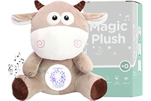 HuBorns - Peluche Musicale con Rumori Bianchi per Neonato, Carillon Neonati con Musica per Dormire e Proiettore di Stelle, Peluche Neonato Generatore di Rumore Bianco, Regalo Neonata Femmina e Maschio