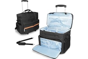 SUNDOY Rolling torba nauczyciela, torba robocza dla nauczyciela z rozszerzaną kieszenią na dokumenty, zwijana torba dla nauczycieli, na laptopa o przekątnej ekranu do 17,3", czarny + br?zowy, 42x23x35