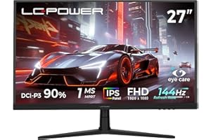 ‎LC-POWER LC-POWER LC-M27F Gaming Monitor 27 Zoll (68,6 cm), Full HD PC Bildschirm mit IPS Panel, 1920×1080, 144 Hz, 1ms MPRT, 16:9, Adaptive Sync, HDMI 2.0, Display Port 1.4, VESA 100x100