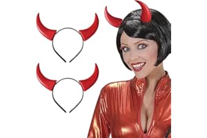 UILYNIU 2 Piezas Diadema de Cuernos de Diablo, Rojo Orejas Diablo Diadema para Adultos y Niños, Diadema con Orejas de Diablo, Demonio Accesorio de Disfraz para Halloween Carnaval Cosplay
