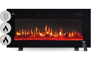 ‎BALDERIA BALDERIA Elektrokamin Leif 36'' | Elektrischer 3 in 1 Stand-, Wand- oder Einbaukamin 3D-Flammeneffekt | Elektro Heizung 1800W | Kamin mit Fernbedienung, Startsteuerung, Timer & Thermostat | Schwarz