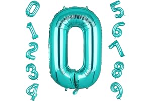 UNISUN 40 Inch Blue Number 0 Balloons Mylar Foil Helium Digital Balloon Baby Shower Party Ocean Mermaid Theme Birthday Decor Supplies