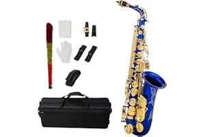 Btuty Eb Sassofono contralto Ottone E Flat Sax 802 Tipo di chiave Strumento a Fiato con Asta di Pulizia Guanti di Stoffa Cinturino Custodia Imbottita