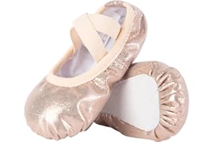 Dmwhsy Girls Ballet Shoes with Elastic Bands Glitter Flat Sole Dance Slippers for Women Kids Toddlers Adults