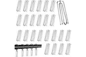 EUIEUT 50 Pack Stainless Steel Curtain Hooks Pinch Pleat Curtain Hooks Metal Curtain with Hooks Pinch Pleat Header Tape Pins Silver Drapery Pin Hooks for Pencil Pleat Curtains