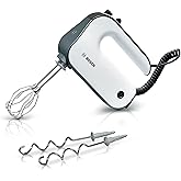 Bosch Handrührer Styline MFQ49300, 5 Stufen, 2 Edelstahl Rührbesen- und Knethaken, Spiralkabel, 850 W, weiß/dark silver