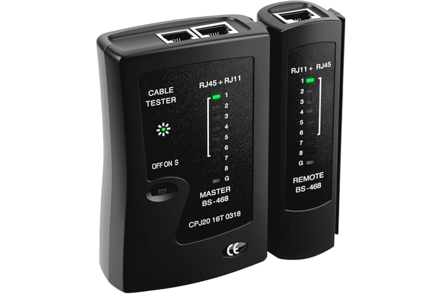 Mcbazel RJ45 Network Cable Tester for Ethernet RJ45 RJ11 RJ12 LAN, Portable Ethernet Tester with Smart LED Indicators, Shielded Cable Detector for Cat5/Cat6/Cat7 Cables