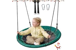 JUNGLE WELL Nest Swing Seat – 100cm Tree Swing for Kids with 160KG Capacity, Adjustable Ropes & Straps, Weatherproof for Outdoor & Indoor Use (Racing Green)