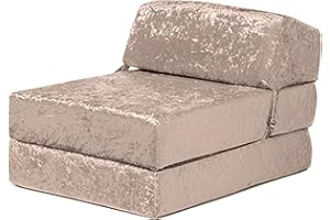 READY STEADY BED Changing Sofas | 'Envie' Crushed Velvet Fold Out Single Z Bed Mattress (Truffle)