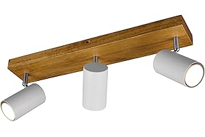Trio Leuchten Spotbalken Marley 812400331, Metall Weiß matt, Holz, exklusiv 3x GU10
