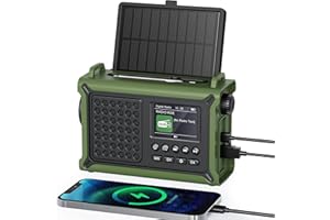 Kurbelradio DAB/DAB+/UKW mit 12000mAh Akku, Notfallradio mit 8500mm² Solarpanel, Handkurbel Blackout Notfallausrüstung, Digital Radio mit Bluetooth 5.0, Taschenlampe & Leselicht für Outdoor, Camping