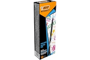 BIC Intensity Feutres d'écriture, Pointe Fine (0,4 mm), Idéal Pour Ecrire Et Dessiner, Couleur Noire, Boîte de 12