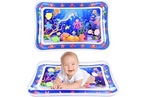 Hshenjhu Wassermatte Baby, Wasserspielmatte Baby 60×50cm, Wasserspielmatte BPA-frei, Aufblasbare Bauchzeit Aqua Matte für 3-12 Monate Babys Sensorisches Entwicklung Ausbildung,Blauer Ozean