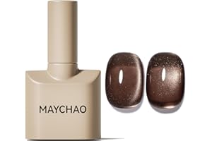 MAYCHAO 15ML Cat Eye Gel Nail Polish 1Pc Brown Black Magnetic Gel Polish with Magnet Soak off Holographic Cat Eye Nail Polish for Nail Art Manicure Salon DIY at Home