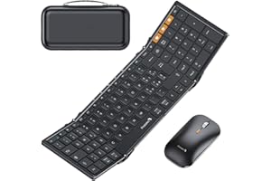 ProtoArc Tastiera Pieghevole e Mouse Wireless, XKM01 Full-Size Tastiera Bluetooth Layout Italiana, Mouse e Tastieras Portatile per iPad Tablet PC Telefono Android Windows iOS