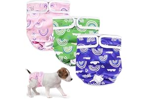 GRANTOP 3 sztuki pieluszek dla psów, wielokrotnego użytku, wysoce chłonne majtki dla kobiet, zwierząt domowych, higieniczne, nadające się do prania, pieluchy dla suk w przypadku biegania i nietrzymania moczu