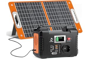 FF FLASHFISH FlashFish 151Wh Station Électrique avec Panneau Solaire 60W, Générateur Électrique Portable 200W Avec 230V AC/DC/USB/type C, Kit Solaire Complet, Batterie de Secours Pour camping, voyages et Urgences