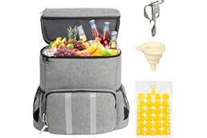 KATLKIU Mochila Nevera 30L con Llavero Multiherramienta & Bolsas para Hielo – Bolsa Térmica Impermeable para Picnic, Camping, BBQ – con Abrebotellas – Regalo Hombre Outdoor