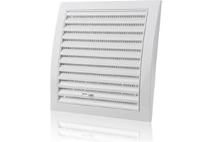 ABOUT VENT 190x190mm Plastikowa Regulowana Kratka Wentylacyjna z Siatką przeciw Owadom - Biała Osłona Otworu Wentylacyjnego