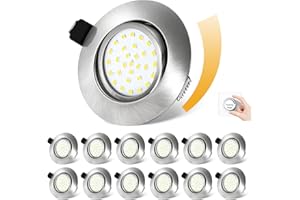 Dexnump Spot LED Encastrable Dimmable Lot de 12 Spots de Plafond 5W 230V, Spot Dimmable 600LM Equivalente de 50W, Ultra Plat de 25mm Spots LED Encastré IP44 pour Salle de Bain Chambre (Argent, 6000K)