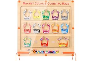 Biticolor Montessori gra magnetyczna, do nauki, do sortowania, zabawka z drewna, 3, 4, 5, 6, 7 lat, magnesy motoryczne dla dzieci, zabawka motoryczna na prezent dla dziewcząt i chłopców (lody)