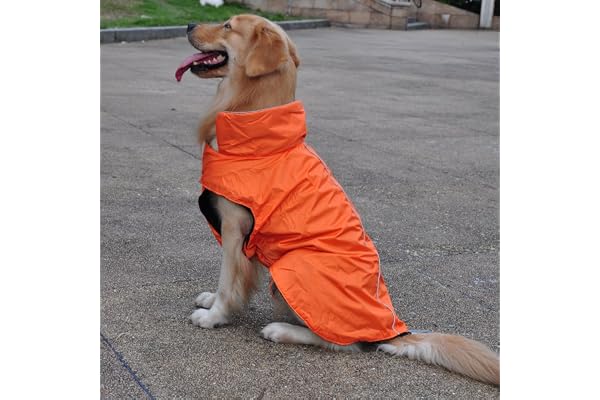 Dog Raincoat Waterproof & Durable for Small, Medium, Large Breed Dogs size-14- Orange