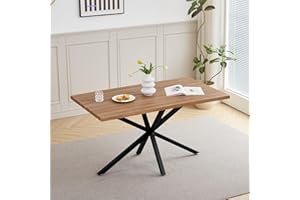 ‎GRANDCA HOME GrandCA HOME 140 cm Esstisch, Moderner, Minimalistischer Küchentisch, Vier Metallbeine, Geeignet für Wohn- und Esszimmer, Dunkelbraun
