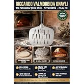 Transformacion Delikli Pizza K&uuml;reği 18/10 &Ccedil;elik 25x24 cm Kısa Saplı Ev Tipi Taş Fırın Pizza Pateli 723461