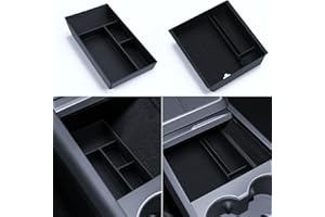 LANTU 2 Pieces Accessories for Tesla Model Y 2025 Juniper Centre Console Organiser and Silicone Organiser Tray (Flocking) Model Y 2025 Juniper Accessories