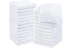 Utopia Towels -Set de Gants de Toilette (Lot de 24 - Blanc) -100% Coton filé à l'anneau, Serviettes de Toilette 30 x 30 CM, Debarbouillette très absorbants-Petite Serviettes