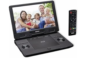 Lenco BRP-1150 tragbarer Blu-Ray DVD-Player - 11,5” drehbarer TFT Bildschirm mit 1024 x 600 Pixel - integrierter Akku - mit Netz- und KfZ-Adapter - USB Eingang - AV-Out - HDMI - Schwarz
