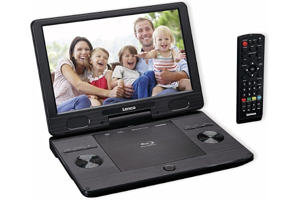 Lenco BRP-1150BK - Lecteur Blu-Ray - DVD Portable 11,5",écran TFT 1024 x 600 Pixels - Batterie intégrée - avec Adaptateur Secteur et Voiture - entrée USB - Sortie AV - HDMI - Noir