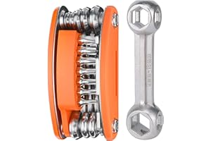 WOKYO Outil multifonction 20 en 1 pour vélo avec clé en os portable - Kit d'outils de réparation de vélo multifonction - Accessoires d'entretien métriques pliables pour VTT, vélo de route, VTT