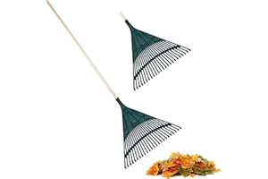 Latchini Garden Leaf Rake for Gardening, Heavy Duty, Lightweight, Detachable Garden Rake for Leaves Among Plants, Lawns and Yards Quick Clean Rake Head 48cm to 39cm (Pack of 1)