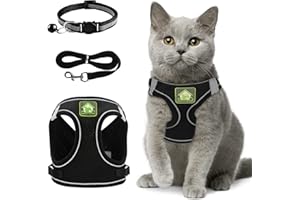 TOPBELIEF Cat Harness & Lead Set - Escape-Proof Adjustable Vest with Reflective Strip for Kitten, Ferret, Puppy, Rabbit - Breathable Soft Mesh Jacket