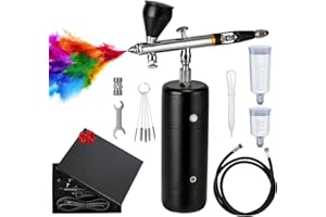 Hersance Airbrush Set, Dual-Action Airbrushpistole mit Kompressor, Portable Air Brush Set für Make-up Kunst Handwerk Kuchen Tattoo Modell Dekoration Nageldesign mit Airbrush-Reiniger
