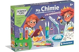 Clementoni | Science & Jeu – Ma Chimie pour Enfants 8 Ans+ | Kit Scientifique avec 170 Expériences Éducatives | Activité STEM avec Matériel de Laboratoire | Découverte des Réactions Chimiques