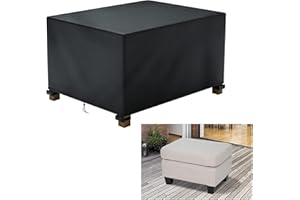 ‎NOMIOU Abdeckung für Gartenhocker Beistelltisch Wasserdicht ,Abdeckung für Ottomane Hocker Rechteckige Sitzgarnituren 600D Anti-UV Winddicht Schutzhülle Gartentische und hocker bezug Staubdicht(87x61x43cm)…