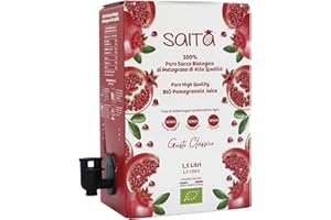 Saita Succo di Melograno 100% Puro Biologico, Succo di Frutta Senza Zuccheri Aggiunti, Vitamina C Naturale, Vegan Superfood Detox, Bag in Box 1,5 l, Classico, Made in Italy