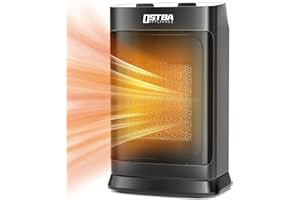 KITPRESENT Termoventilatore in Ceramica, 1500W Stufetta Elettrica Basso Consumo, Riscaldatore Spazio Portatile con Termostato, Sicuro e Silenzioso, Oscillazione, Argento