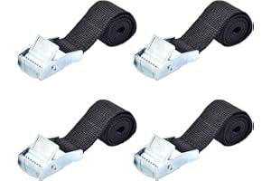 Bailinks Set di 2 Cinghie di Fissaggio, Peso Max 250kg, Cinghie di Ancoraggio con Fibbia, Ideale per Moto, Biciclette e Rimorchi, Nero, Alta Resistenza Cinghie di Fissaggio (25MMX0.5M)