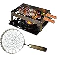 ANSHEZ® BBQ Tandoor With Handle Gas Saver Jali, 2 Skewers and 1 Folding Stand | Baigan Bharta Gas Grill | Chota Gas Tandoor BBQ | Gas Grill with Handle | Mini Home Gas grill Barbeque Set