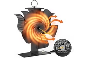 CURV BAR 2023 Update Ofenventilator, 5 Flügel Kaminventilator Stromloser, Holzbrenner-Ventilator für Holzofen, Leiser Betrieb, umweltfreundliche Umwälzung