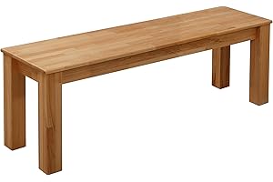 KROKWOOD Bonn Solid Beech Wood Bench – Durable Wooden Dining Bench – Easy Assembly with Hardware Included (140x35x45 cm)