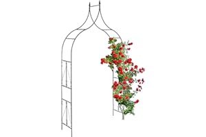 Relaxdays Rosenbogen Metall, Torbogen Garten, HxBxT: 270 x 145 x 37 cm, Stabiler Rankbogen für Kletterpflanzen, schwarz