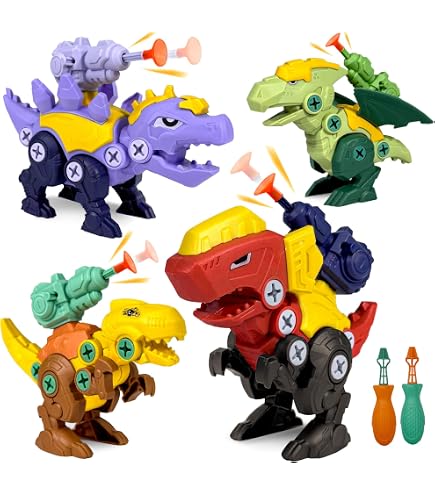 Disc Actionfigur Dinosaurier – Mit Helm & Raketen, Beweglicher Kopf, Kampfspielzeug Ab 3 Jahren
