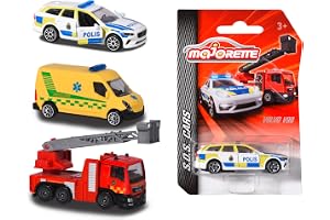 Majorette 212057182033 Svenska räddningsfordon Svensk räddningsbil, finns som brandbil, Volvo V90 polisbil eller ambulans, 7,5 cm, från 3 år (diverse), Assorted item